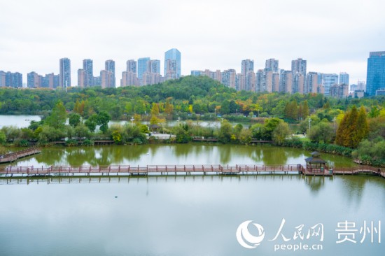 秋日時(shí)節(jié)，觀山湖公園景色美不勝收。人民網(wǎng) 陽(yáng)茜攝