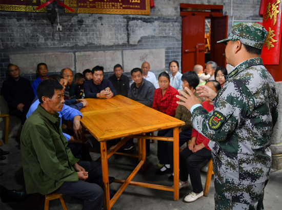 民兵學(xué)習(xí)宣講。受訪單位供圖